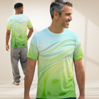 Unisex Pickleball Summer Breeze Tee by PeaMac Pickleball Tees featuring a subtle ball &  leaf wave all-over design on premium UPF50+ sun protection althetic fabric