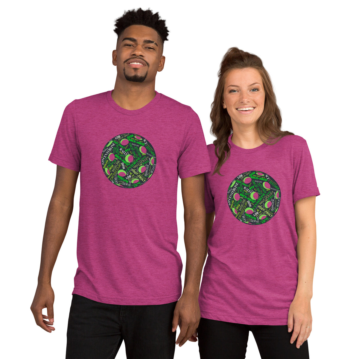 Pickleball Word Cloud Tee - Dink Pickle Kitchen Graphic Shirt - Berry - Front - PeaMacTees
