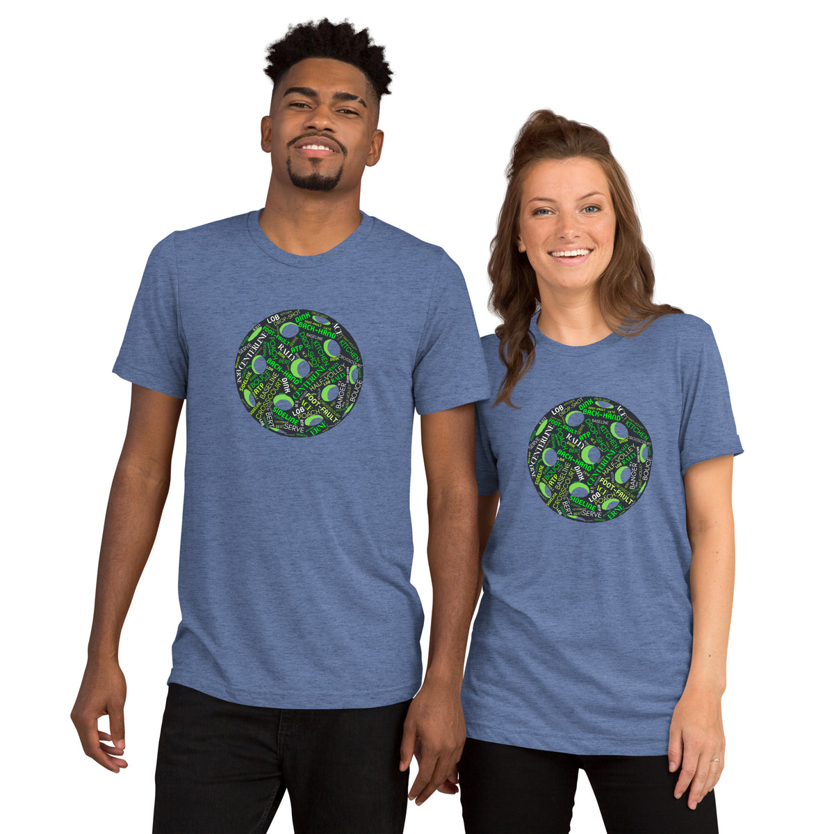 Pickleball Word Cloud Tee - Dink Pickle Kitchen Graphic Shirt - Blue - Front - PeaMacTees