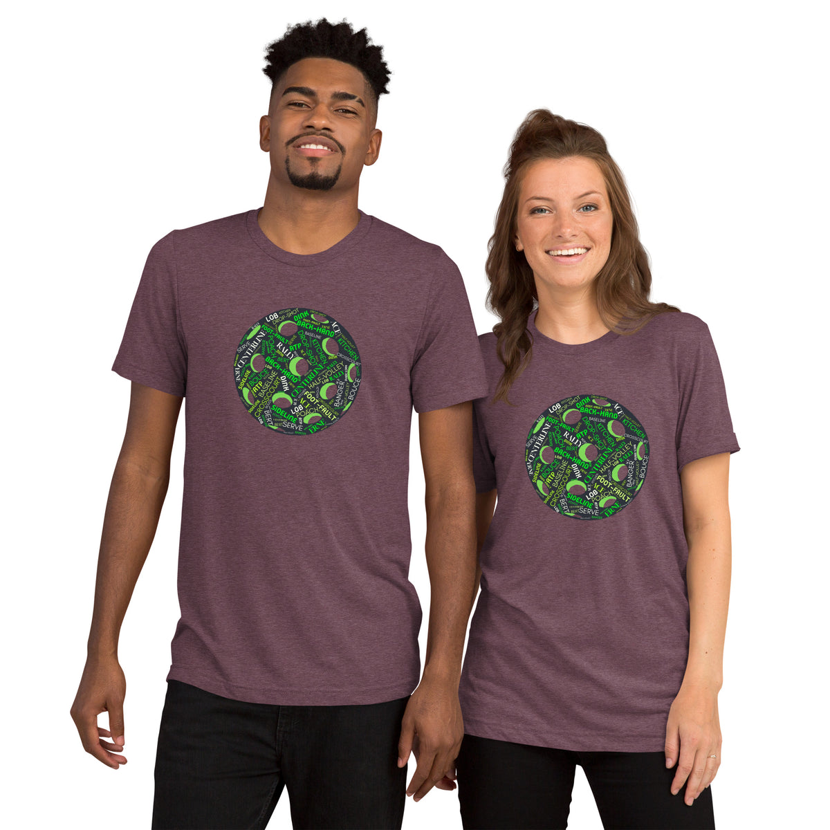 Pickleball Word Cloud Tee - Dink Pickle Kitchen Graphic Shirt - Maroon - Front - PeaMacTees