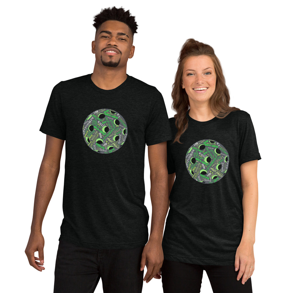 Pickleball Word Cloud Tee - Dink Pickle Kitchen Graphic Shirt - Solid Black - Front - PeaMacTees
