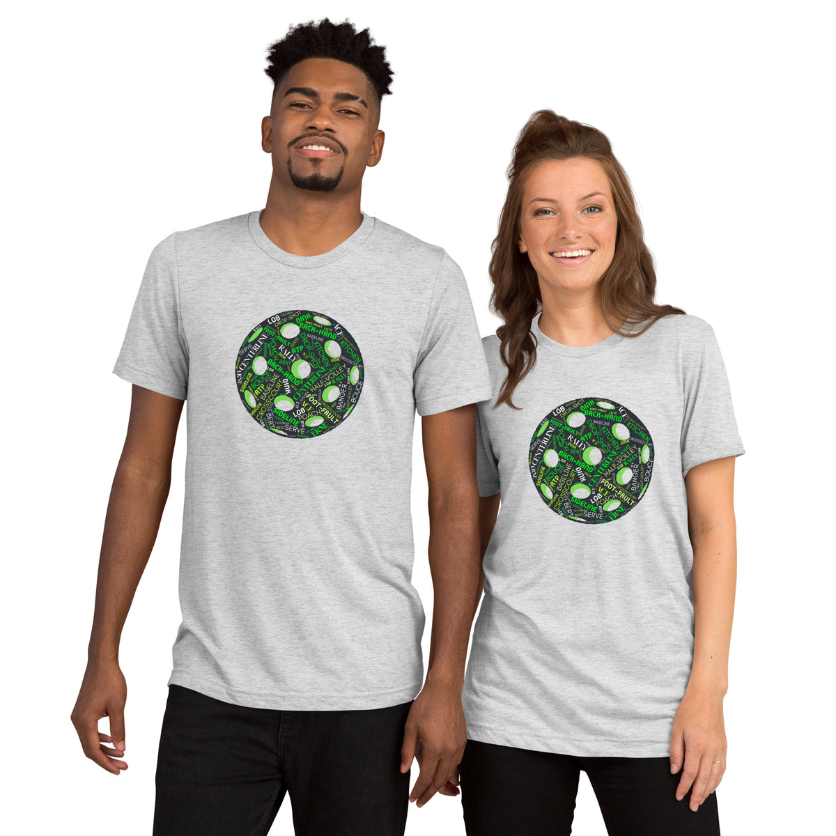 Pickleball Word Cloud Tee - Dink Pickle Kitchen Graphic Shirt - White Fleck - Front - PeaMacTees