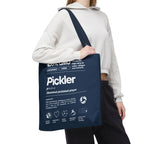 Pickler Tote Bag - Funny Female Pickleball Player Shoulder Carryall - Navy handle - Model - PeaMacTees