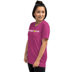 Toronto PickleTOwn T-Shirt — The 6ix Pickleball Tee with CN Tower & Pickleball 'O' - Berry Triblend - Front left - PeaMacTees