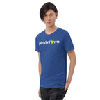 Toronto PickleTOwn T-Shirt — The 6ix Pickleball Tee with CN Tower & Pickleball 'O' - True Royal Triblend - Front left - PeaMacTees