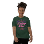 Youth Dinking Diva Tee — Pink Filigree Pickleball Shirt - Forest - Front - PeaMacTees