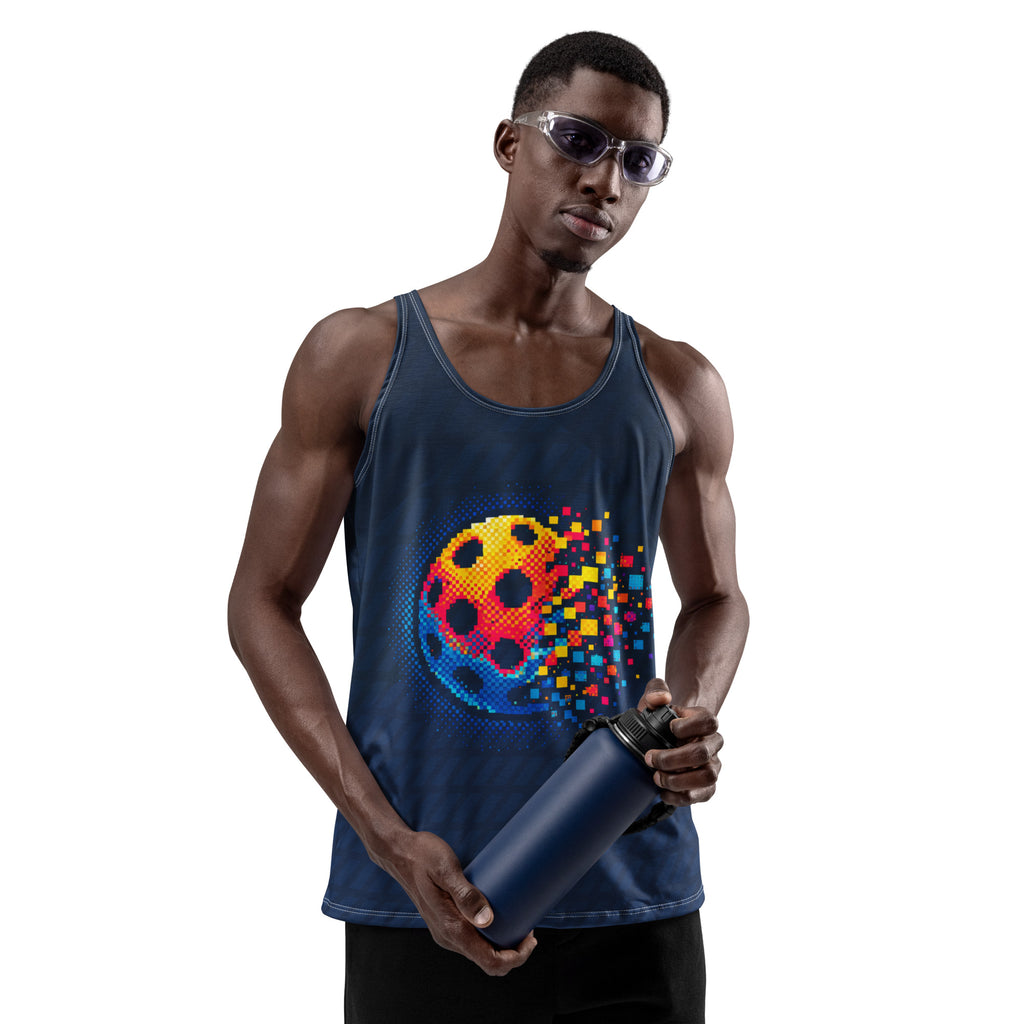 Matrix Burst Pickleball Unisex Tank Top - front view detail