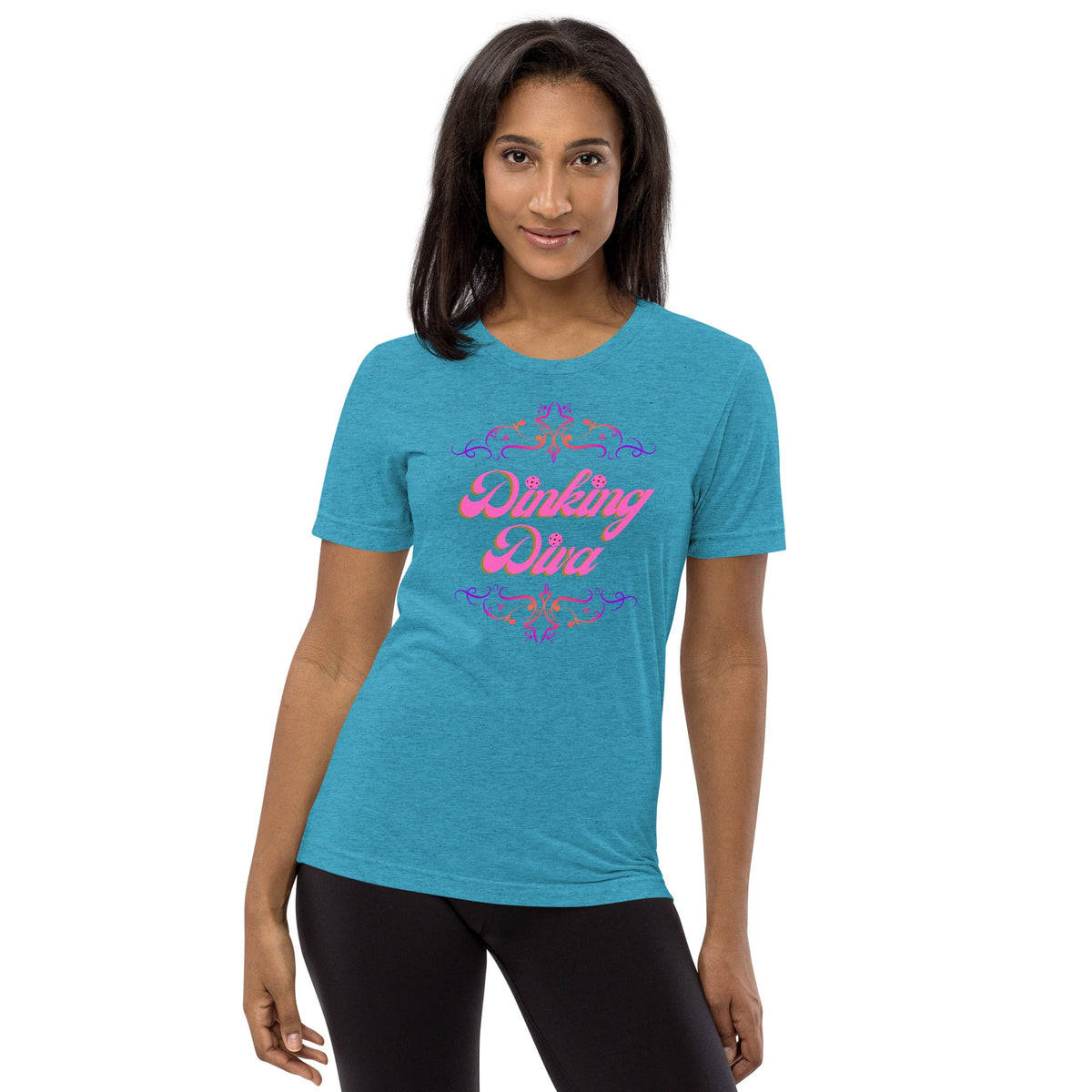 Dinking Diva Women's Pickleball Tee - Aqua - PeaMacTees