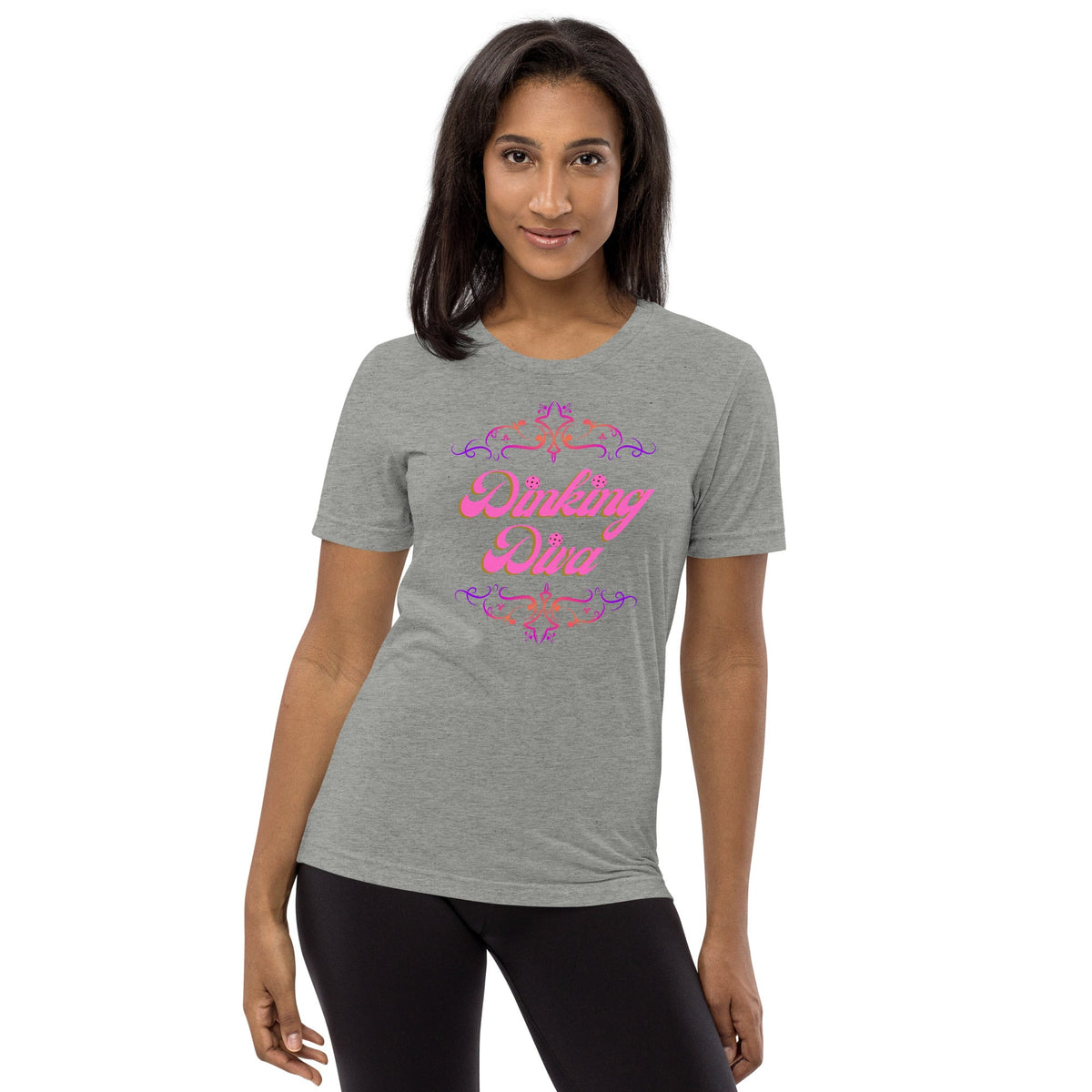 Dinking Diva Women's Pickleball Tee - Athletic Grey - PeaMacTees