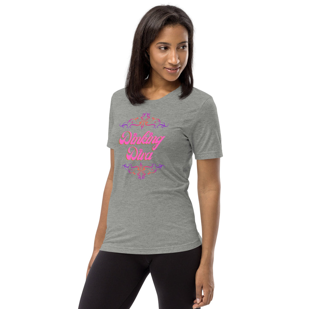 Dinking Diva Women's Pickleball Tee - Athletic Grey - PeaMacTees