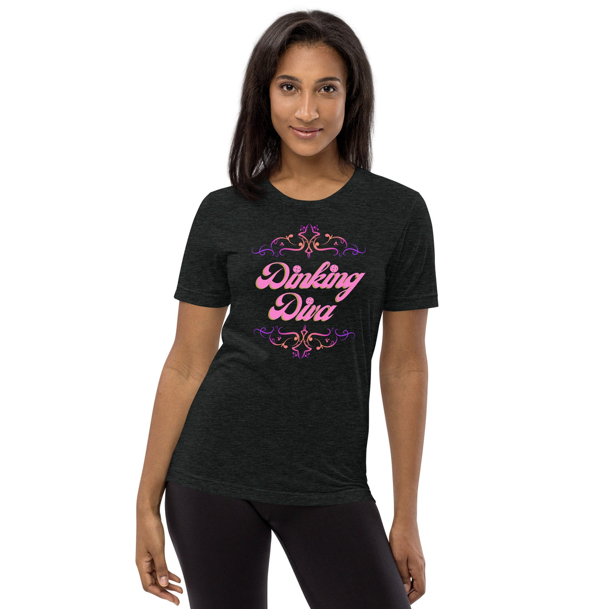 Dinking Diva Women's Pickleball Tee - Charcoal Black - PeaMacTees