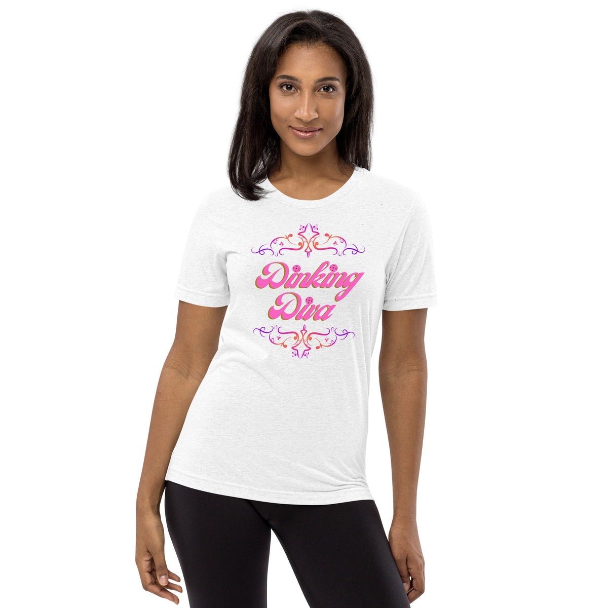 Dinking Diva Women's Pickleball Tee - Solid White - PeaMacTees
