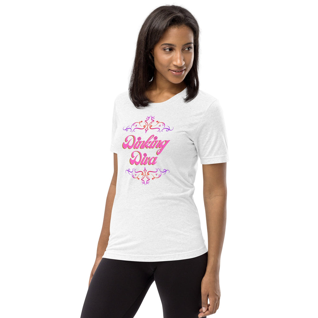 Dinking Diva Women's Pickleball Tee - Solid White - PeaMacTees