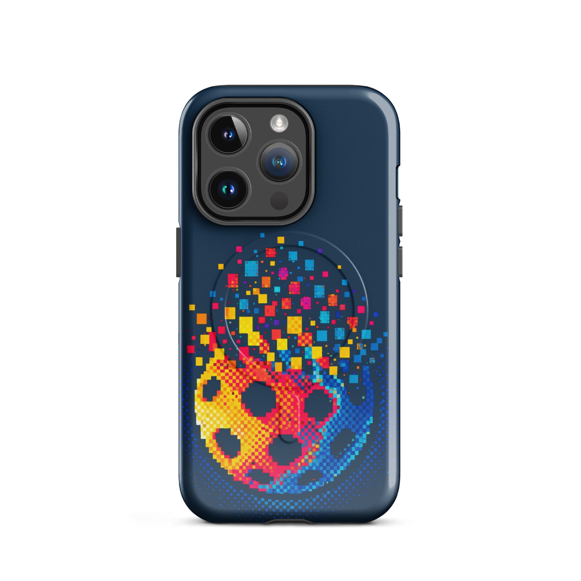 PeaMac Pickleball Tees Matrix Burst Pickleball Case for iPhone 14 Pro, glossy MagSafe tough phone case with pickleball design.