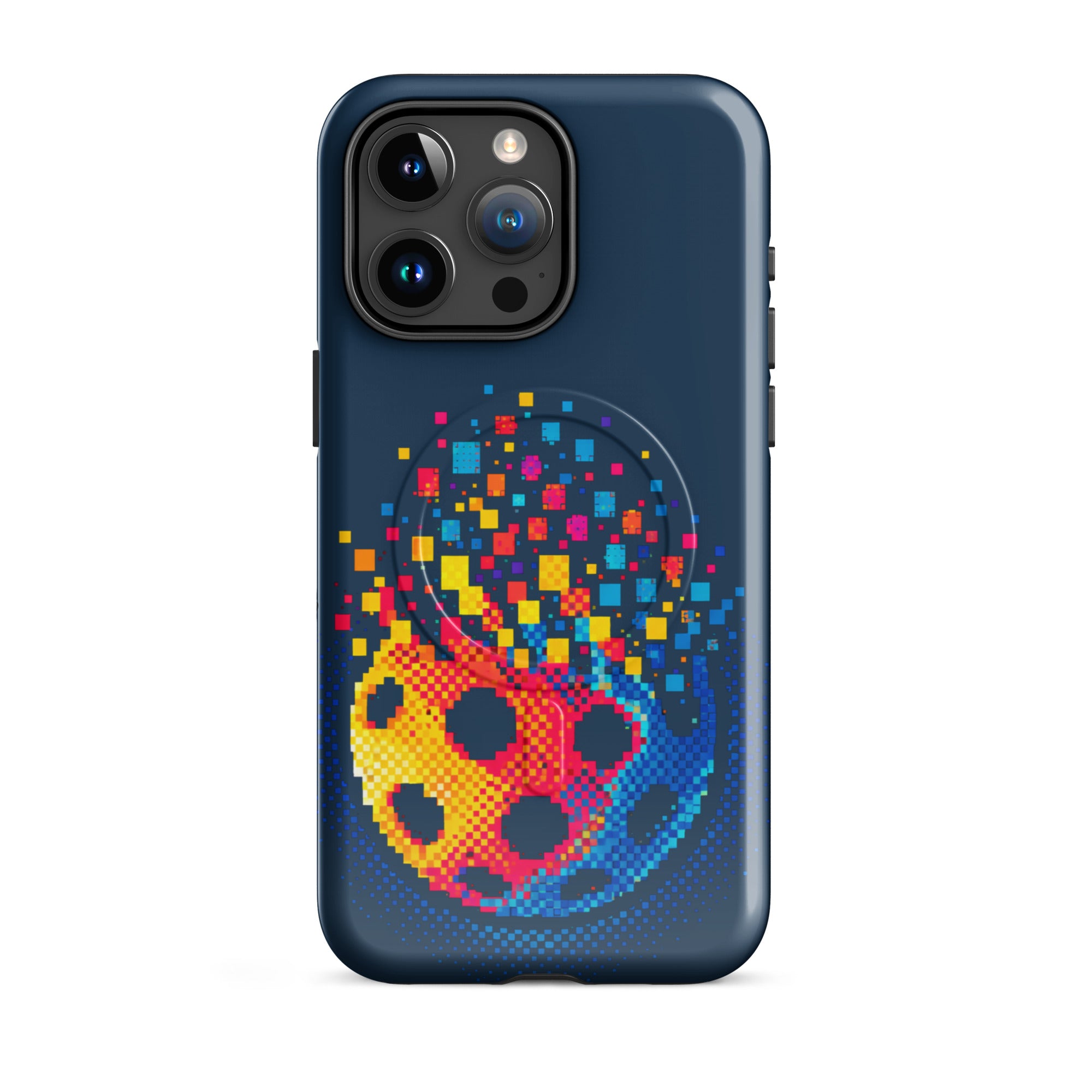PeaMac Pickleball Tees Matrix Burst Pickleball Case for iPhone 15 Pro Max with glossy finish and MagSafe compatibility.