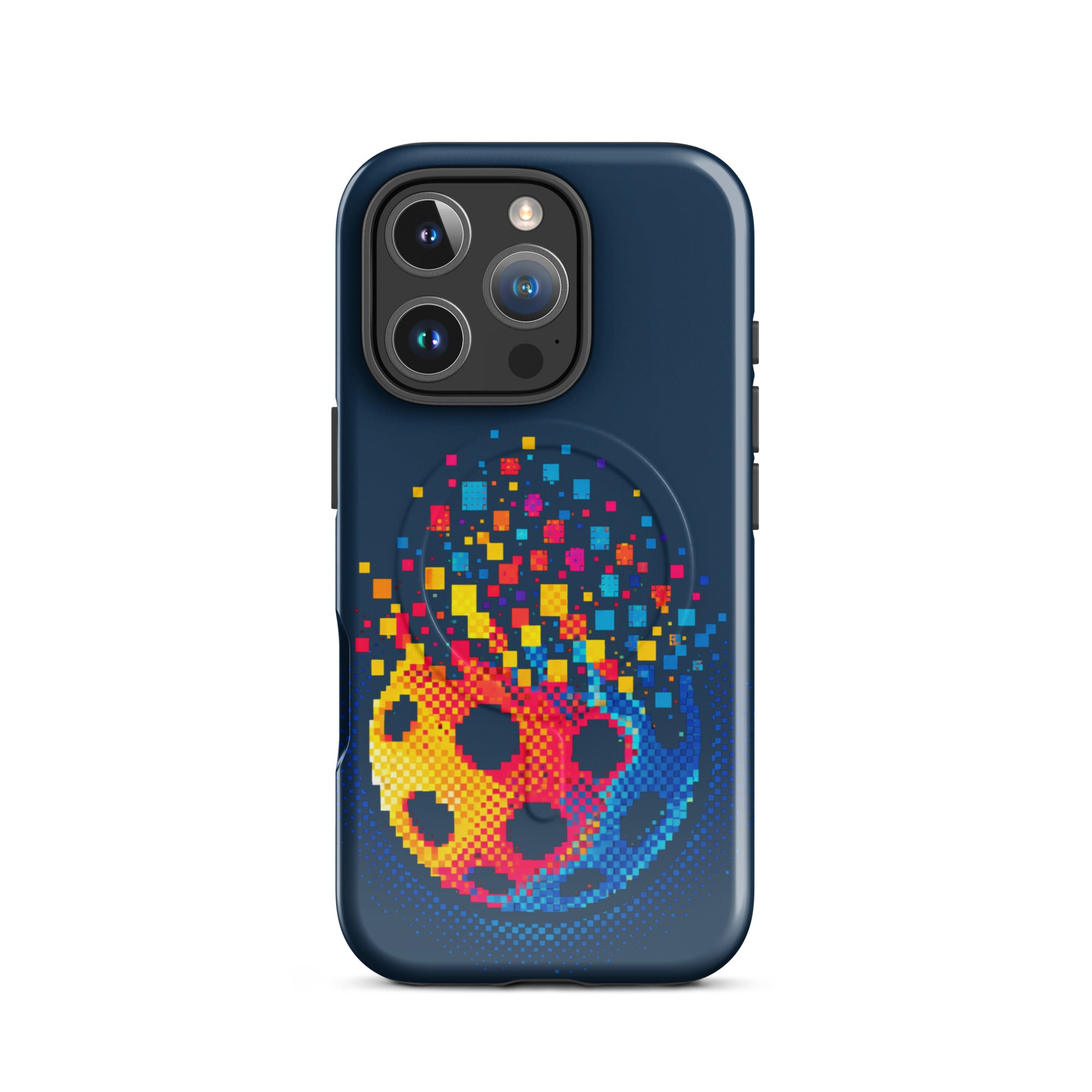 PeaMac Pickleball Tees Matrix Burst Pickleball Case for iPhone 16 Pro with MagSafe, glossy tough protective phone case.