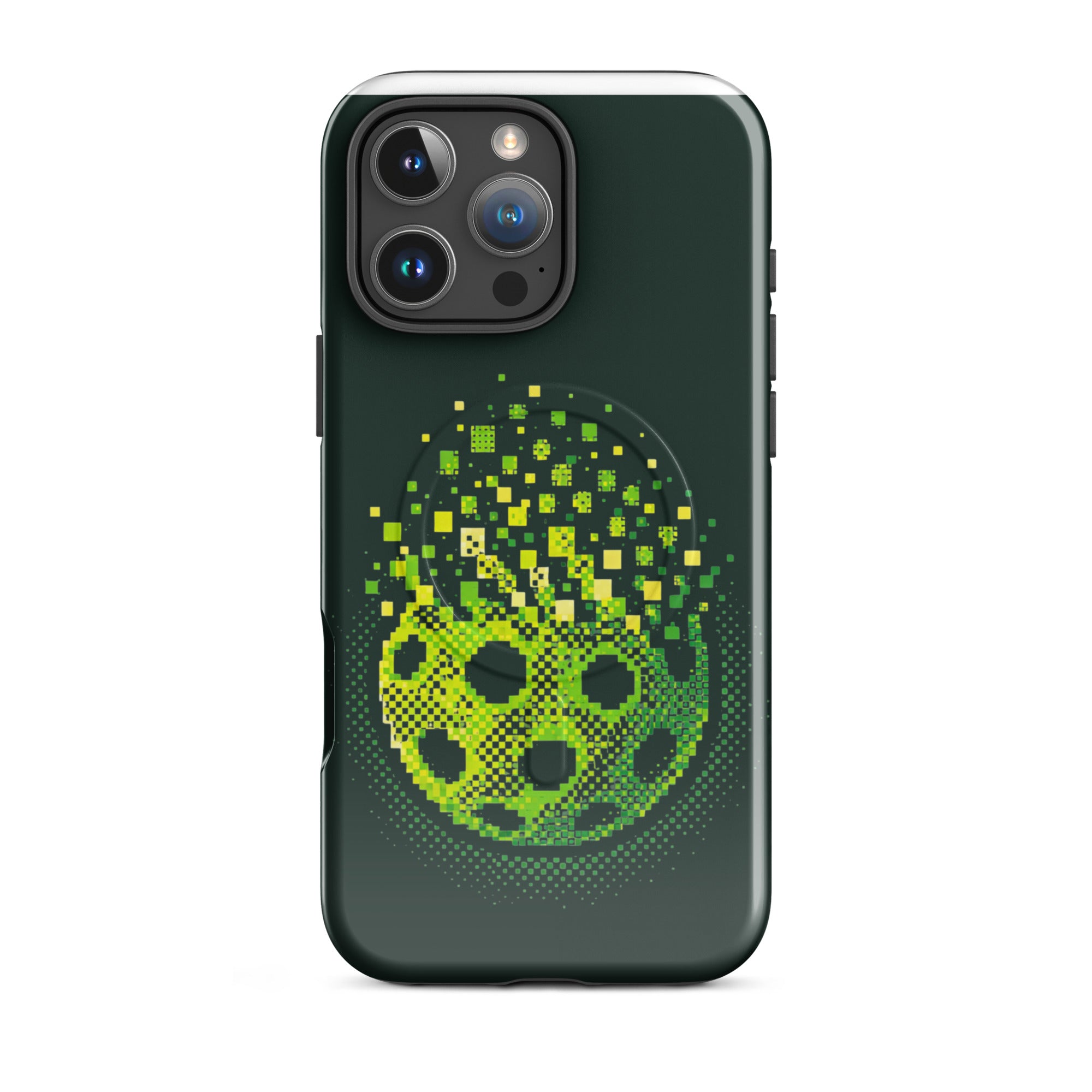 PeaMac Pickleball Burst Phone Case for iPhone 16 Pro Max, glossy MagSafe tough case with colorful pickleball design.