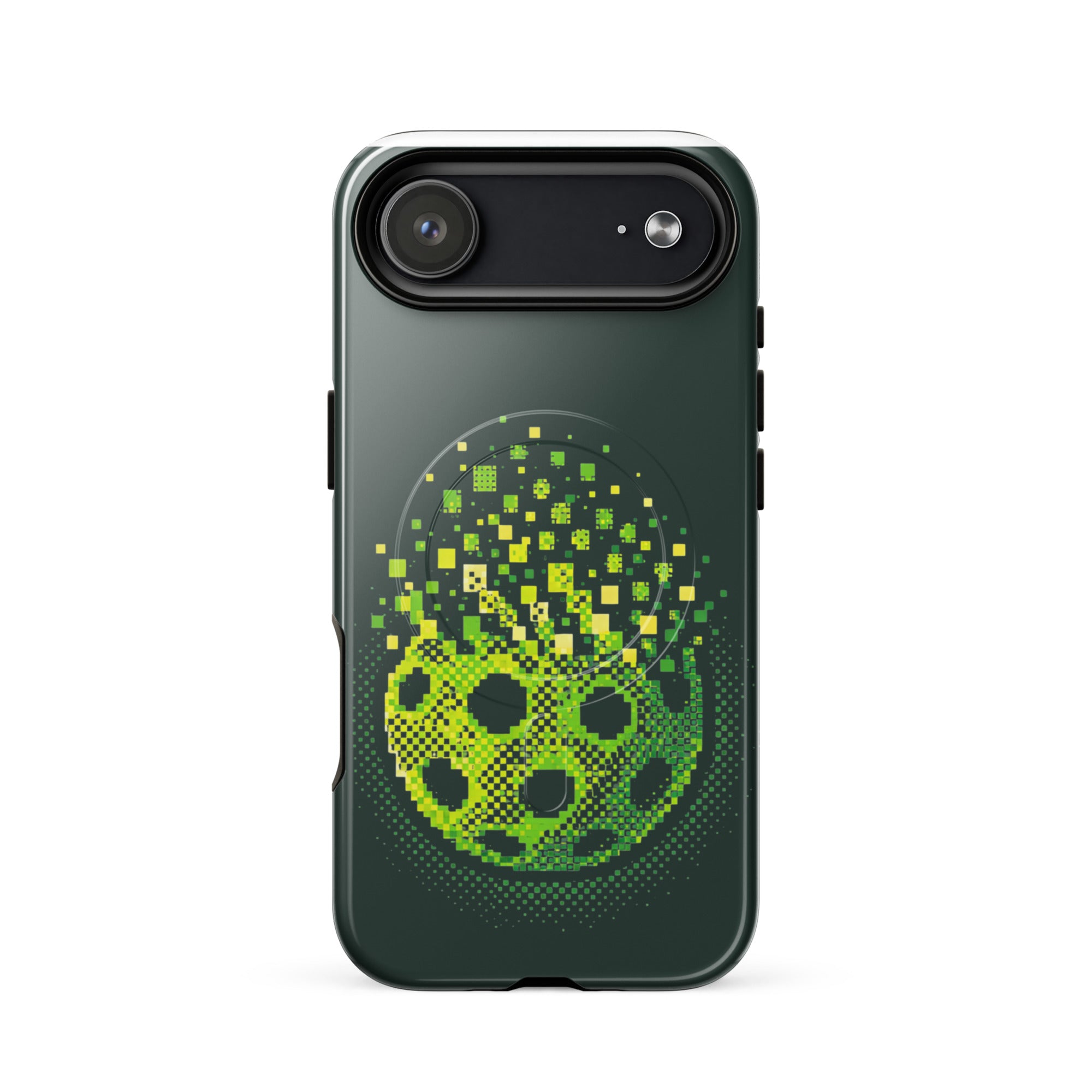 PeaMac Pickleball Matrix Burst MagSafe iPhone 17 case with glossy finish, rugged protective design, and colorful pickleball pattern.