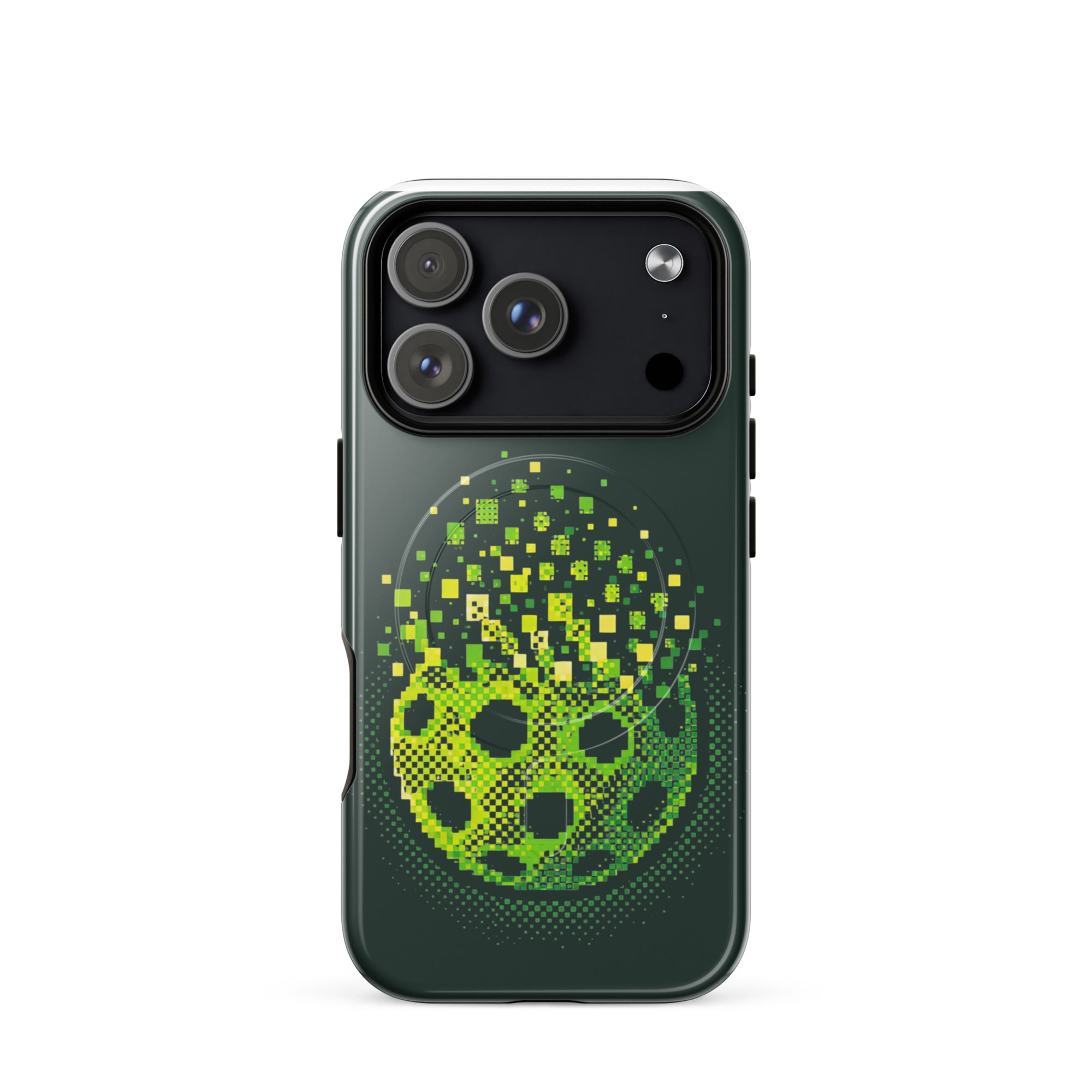 Glossy PeaMac Pickleball Burst Pickleball Phone Case with MagSafe for iPhone 17 Pro, featuring a durable, protective design.