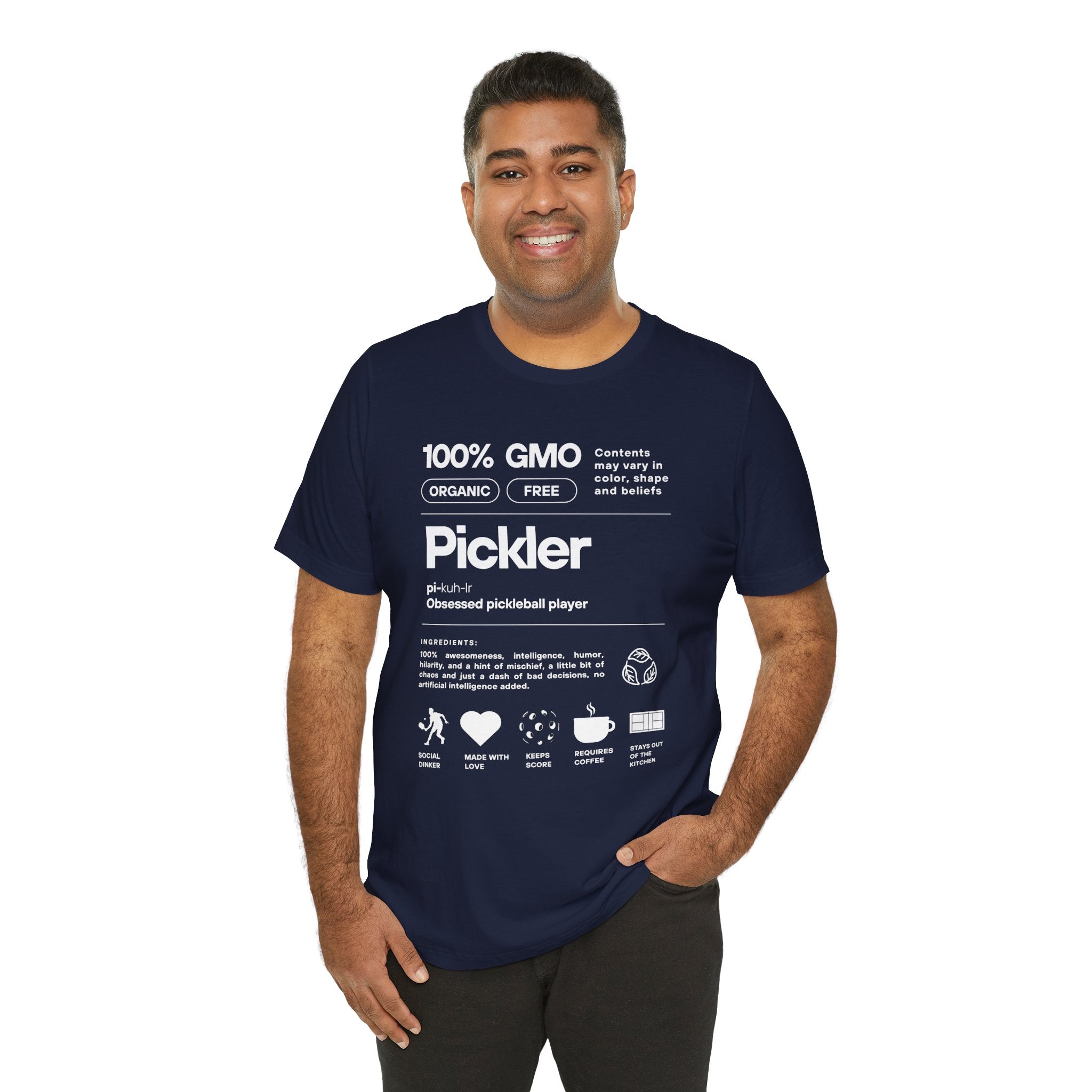 Men's Pickler Funny Definitions T-Shirt | Pickleball Tee | Relaxed Fit Lightweight Activewear - White Text - PeaMac Tees