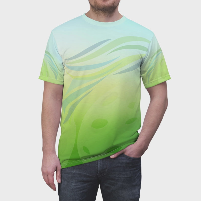 Pickleball Summer Breeze Tee — Green Leaf Wave Men's Cotton T-Shirt