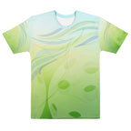 Unisex Summer Breeze pickleball t-shirt by PeaMac Tees, all-over wicking polyester crew neck t-shirt, front view.