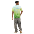 Unisex Summer Breeze pickleball t-shirt by PeaMac Tees, all-over wicking polyester crew neck t-shirt, back view.