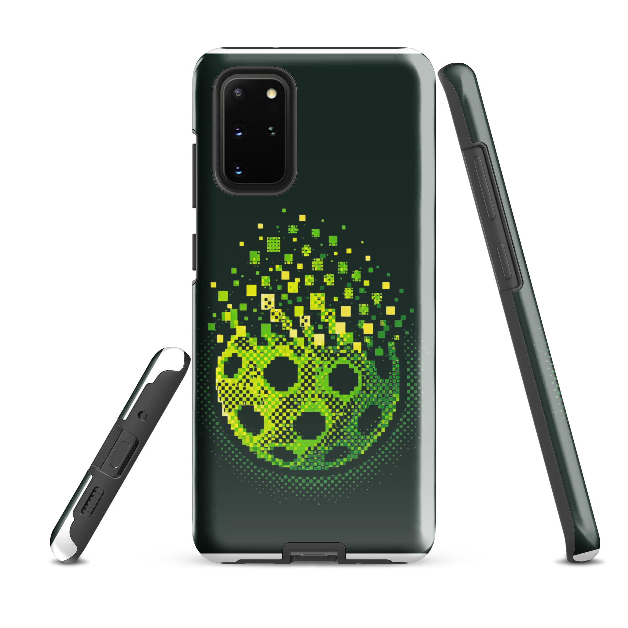 PeaMac Pickleball Matrix Burst Phone Case for Samsung Galaxy S20 Plus, glossy, tough protective cover featuring colorful pickleball design.