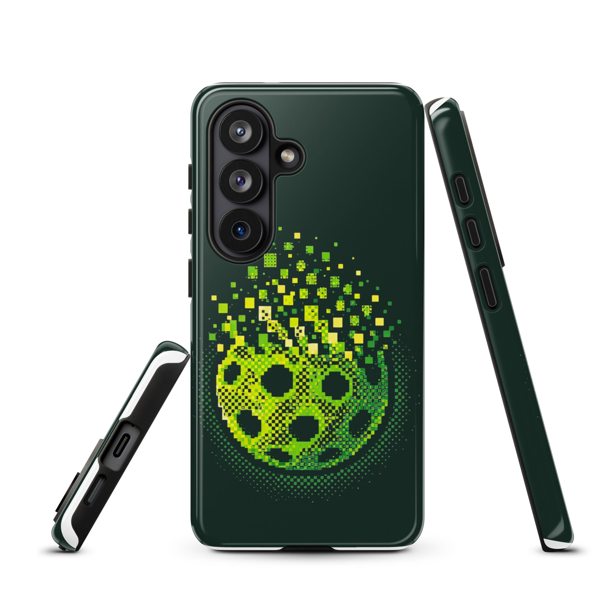 Tough Matrix Burst Pickleball phone case for Samsung Galaxy S26 with glossy finish, designed by PeaMac Pickleball Tees.