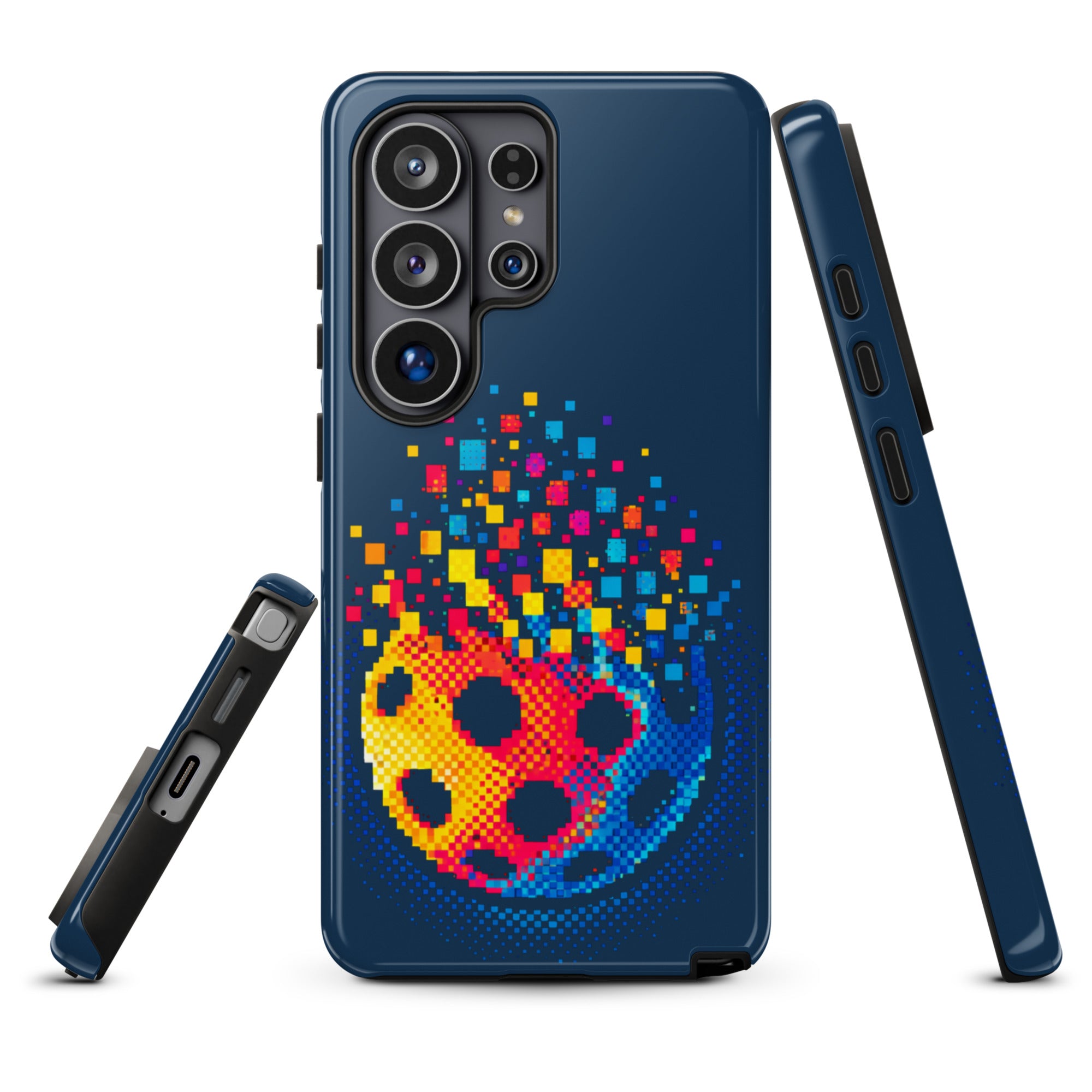PeaMac Pickleball Matrix Burst Phone Case for Samsung Galaxy S26 Ultra, glossy tough protective case with colorful pickleball design.