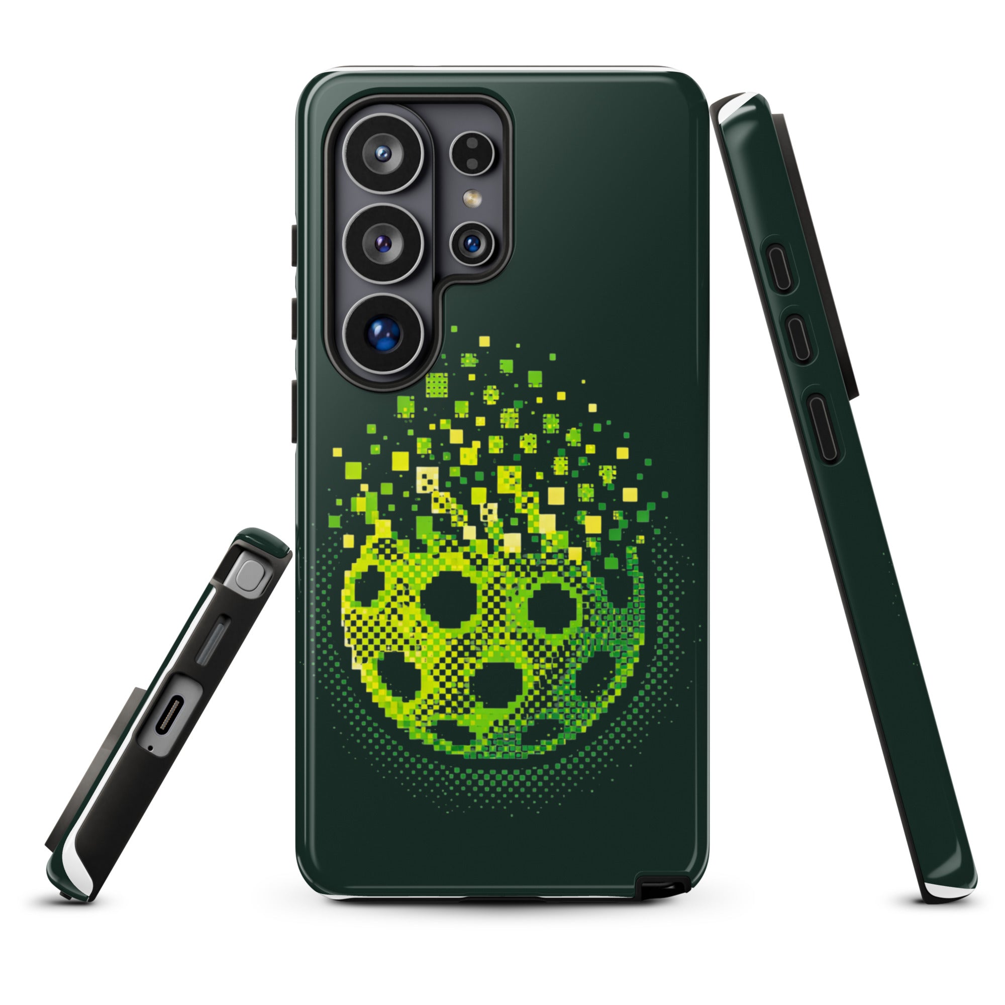 PeaMac Pickleball Matrix Burst Phone Case for Samsung Galaxy S26 Ultra, glossy tough case with vibrant pickleball design.