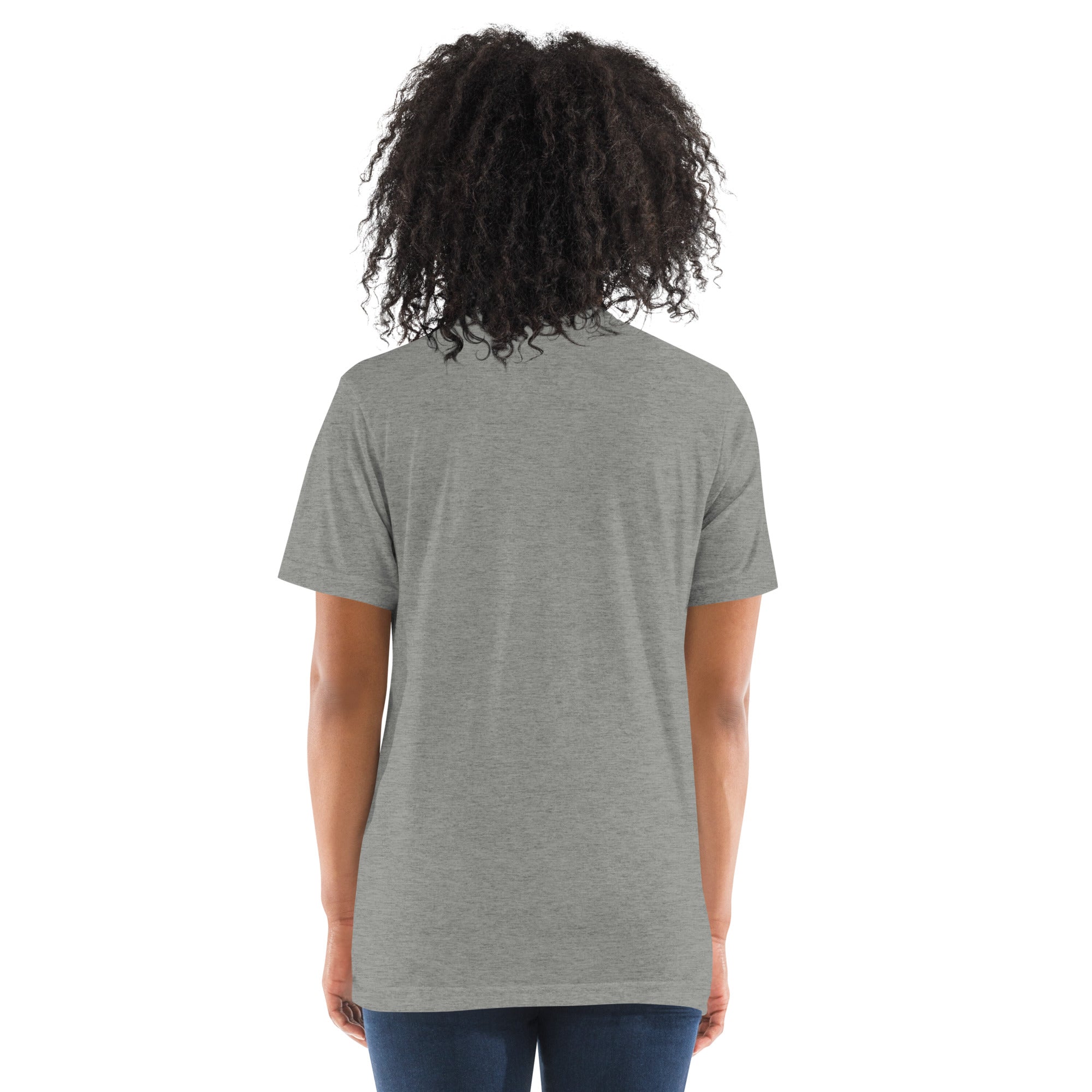 PeaMac Pickleball T-Shirt, unisex tri-blend performance tee in athletic grey with pickleball graphic on back