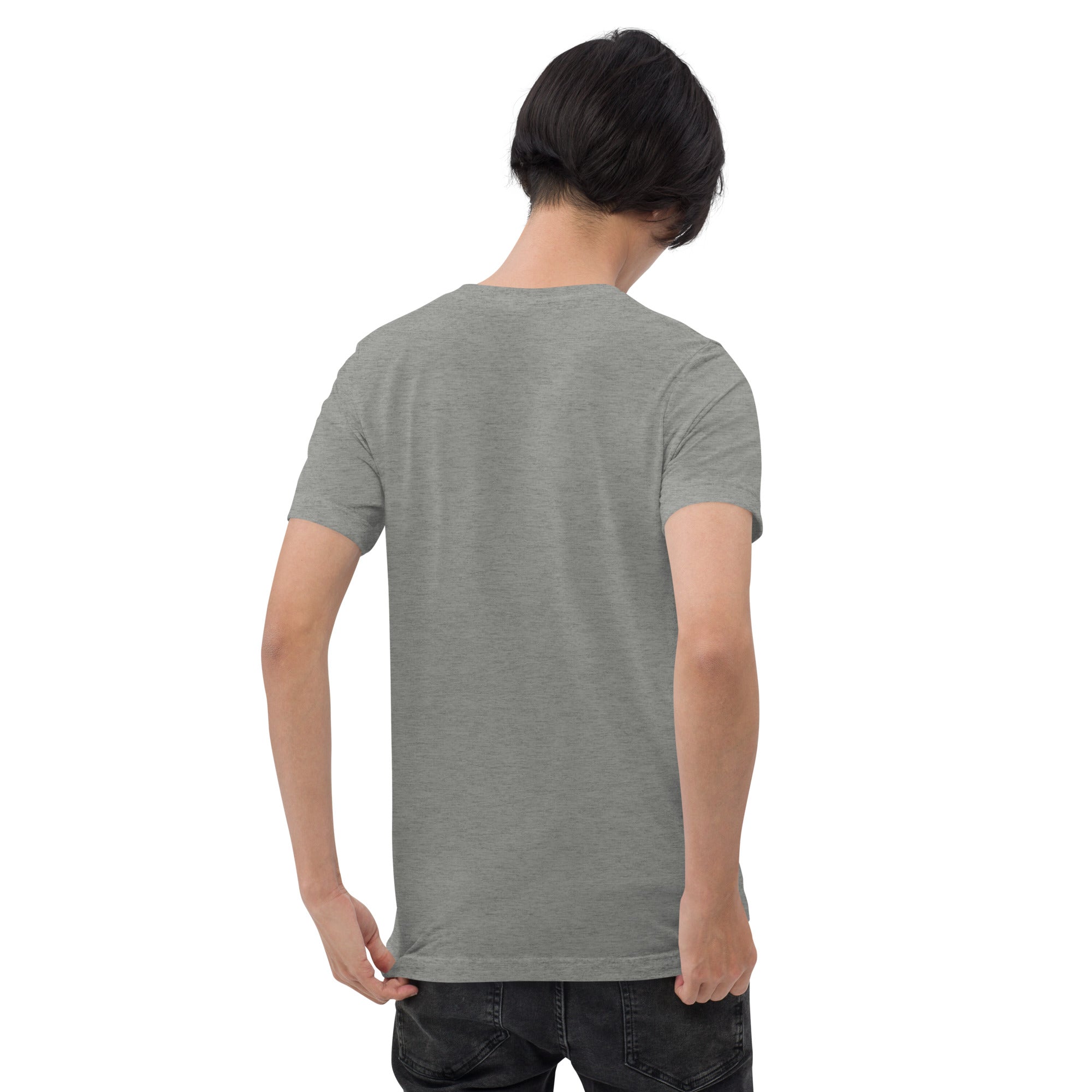 Men's Pickler Funny Definitions T-Shirt by PeaMac Pickleball Tees, athletic grey tri-blend fabric, unisex fit, back view.