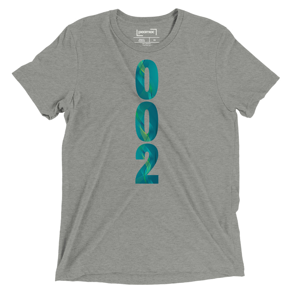 PeaMac Pickleball T-Shirt, unisex tri-blend performance tee in athletic grey with front design, perfect for pickleball players.