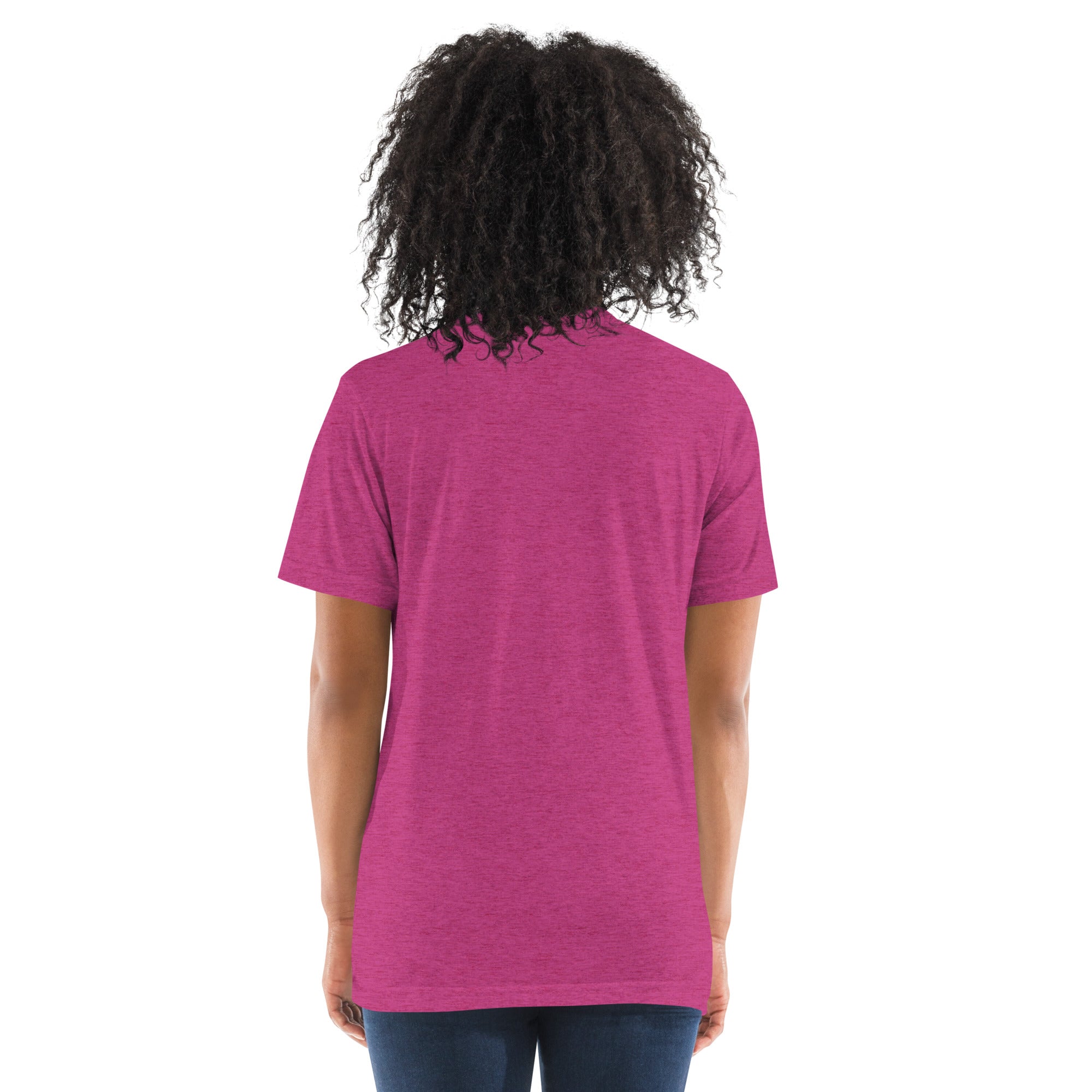 PeaMac Pickleball Tees unisex tri-blend performance T-shirt in berry with back design, perfect for pickleball players and fans.