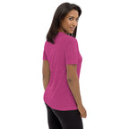 PeaMac Pickleball Tees unisex tri-blend performance T-shirt in berry color, showing the right back side of the pickleball-themed tee.
