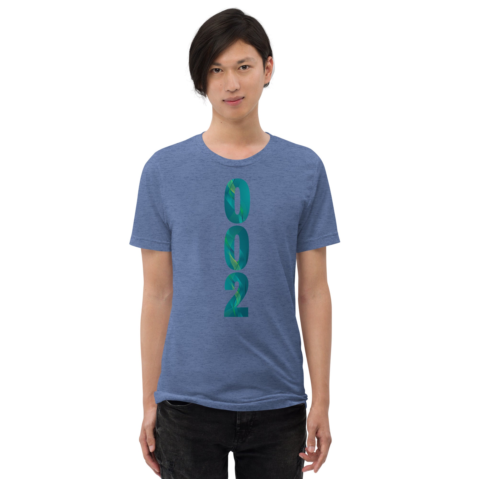 PeaMac Pickleball Tees unisex tri-blend performance T-shirt in blue with front graphic design, perfect for pickleball players.