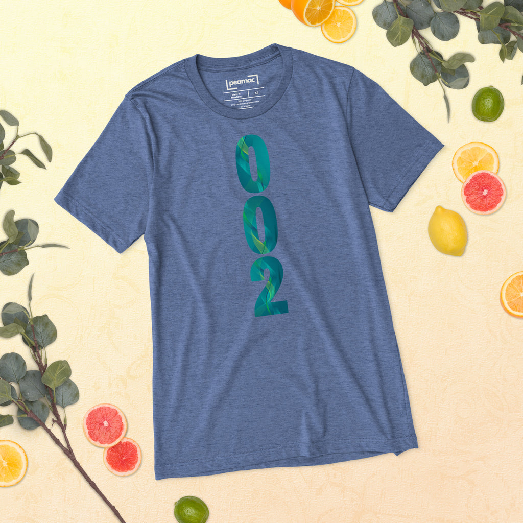 PeaMac Pickleball Tees unisex tri-blend performance T-shirt in blue with front graphic, perfect for pickleball players.
