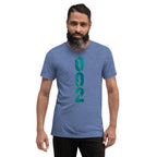 PeaMac Pickleball Tees unisex tri-blend performance T-shirt in blue, front view showing comfortable fit and game-ready design.