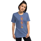 Unisex blue Pickleball T-Shirt by PeaMac with a vibrant psychedelic tri-blend design, front view.