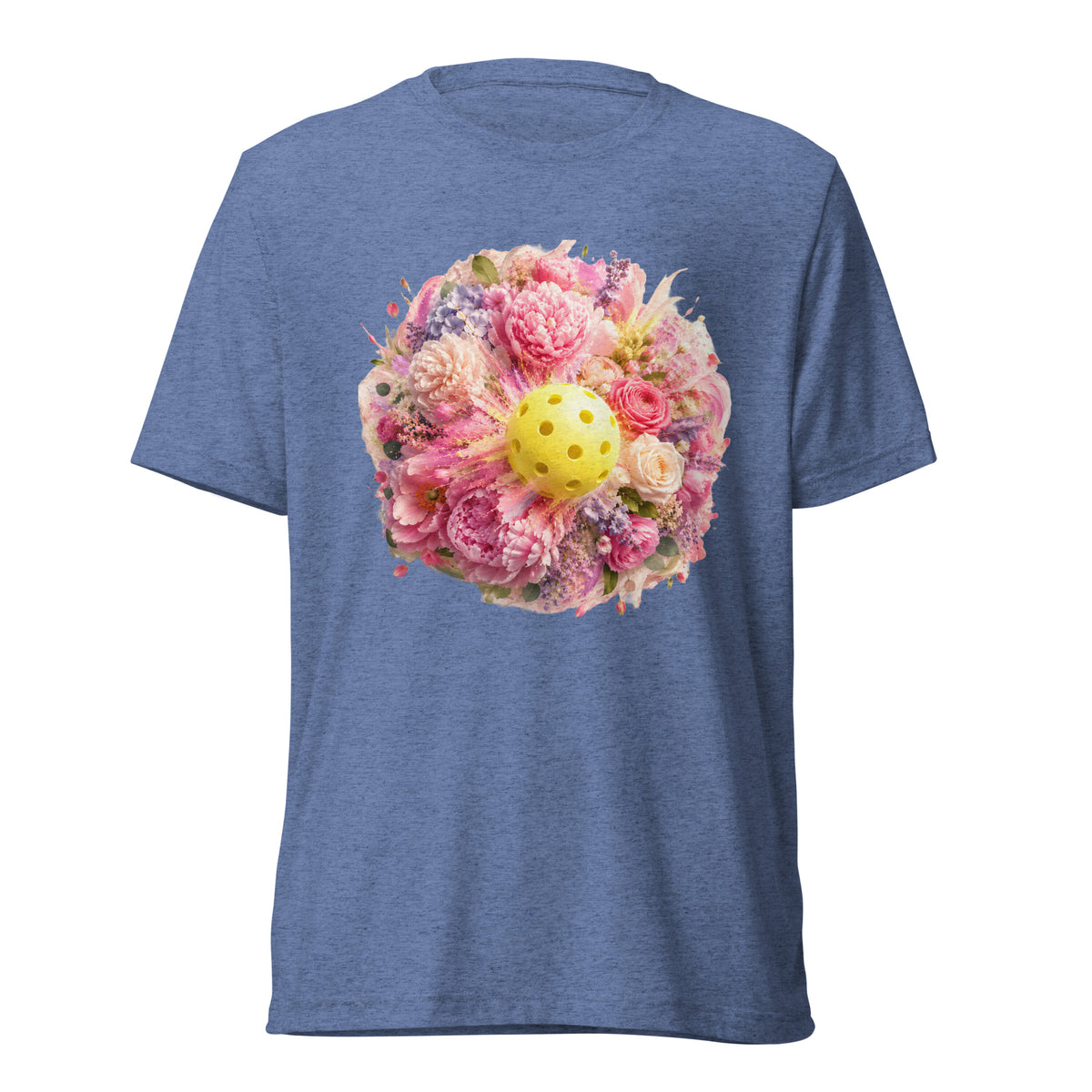 Peony Pickleball Tee - Premium Triblend T-Shirt - Blue colorway, front view