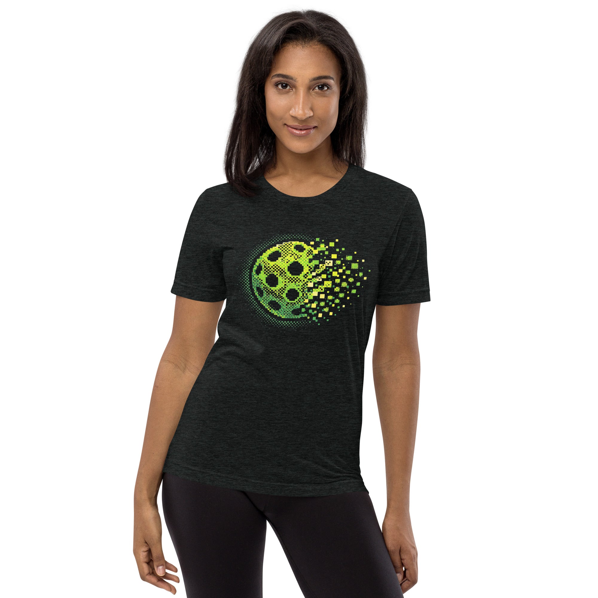 PeaMac Pickleball Tees unisex tri-blend black T-shirt with retro court graphic design for pickleball players.