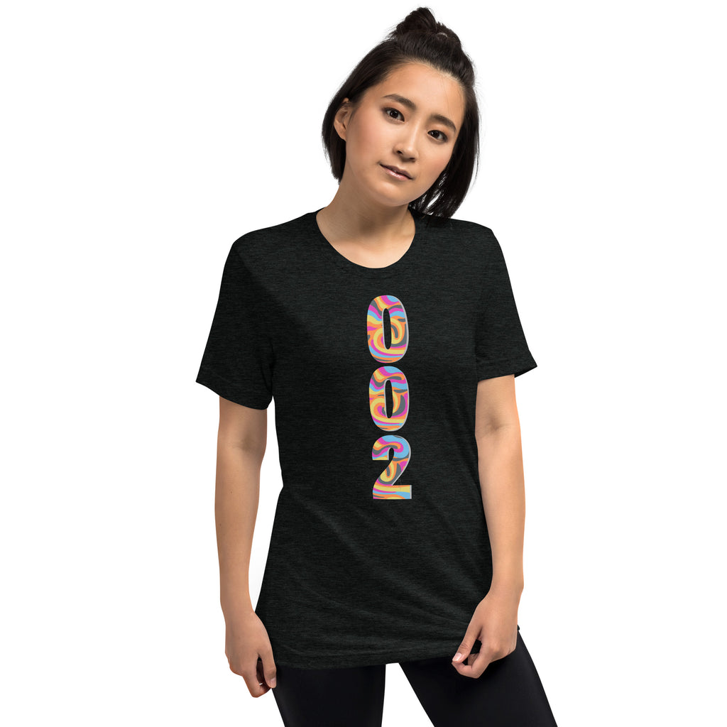 Unisex black tri-blend pickleball T-shirt by PeaMac Pickleball Tees with psychedelic design on front.