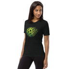 PeaMac Pickleball Tees Matrix Burst Pickleball T-Shirt in retro court graphic design, charcoal black unisex tri-blend fabric.