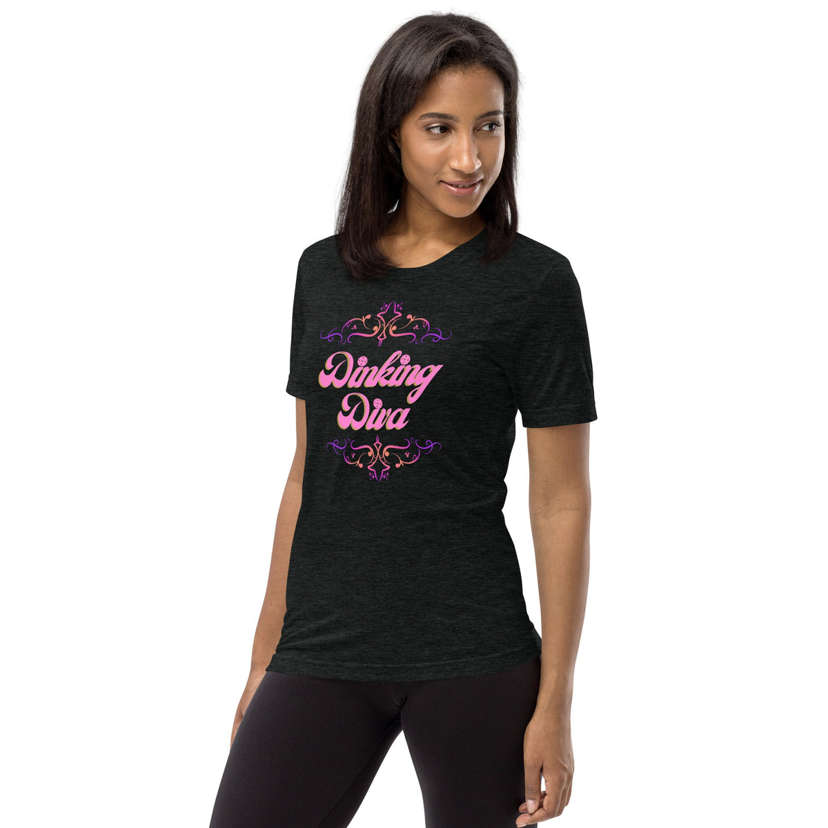 Dinking Diva Women's Pickleball Tee - Charcoal Black - PeaMacTees