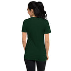 PeaMac Pickleball Tees unisex green tri-blend T-shirt with pickleball graphic on back, comfortable performance fabric.