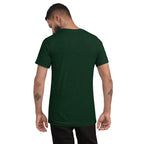 Unisex green PeaMac Pickleball T-Shirt made of tri-blend fabric with a back design, ideal for pickleball players and fans.