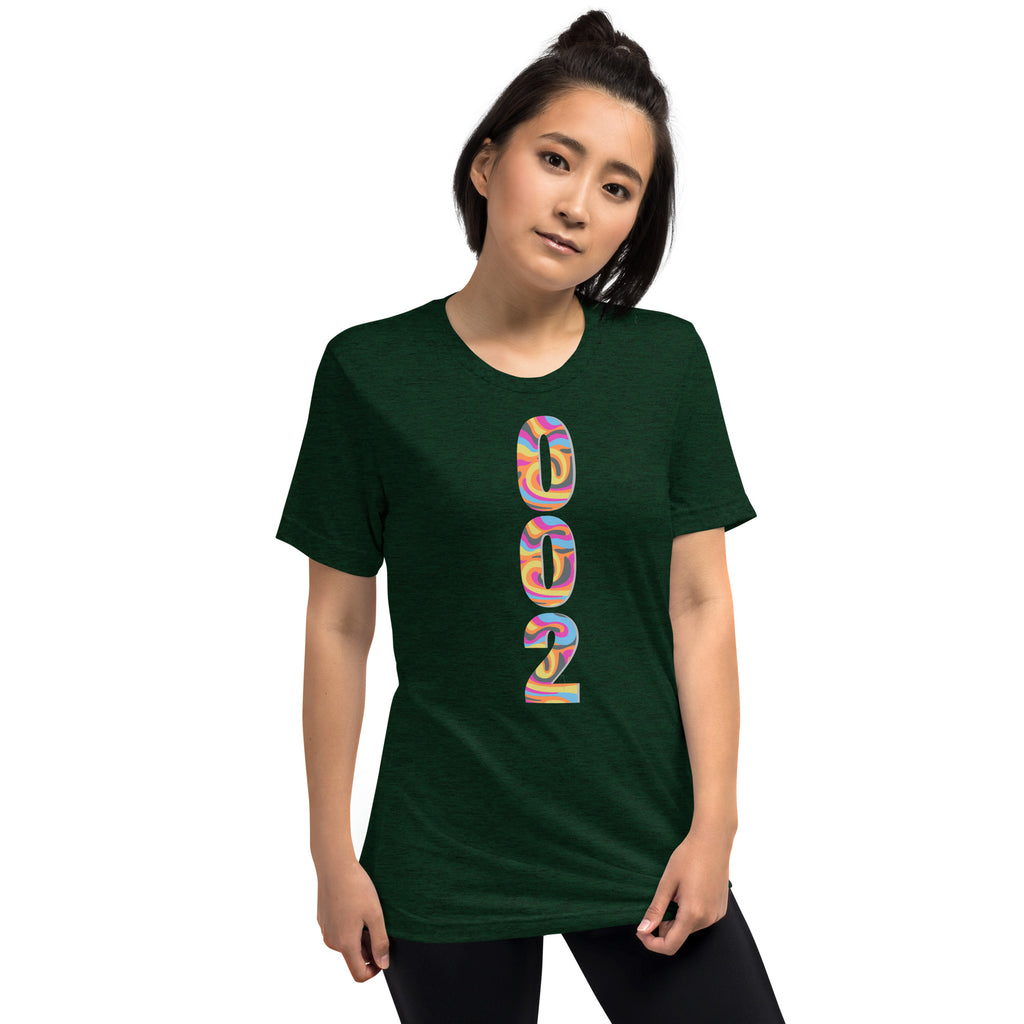 Unisex green tri-blend pickleball T-shirt by PeaMac Pickleball Tees with psychedelic design on front.