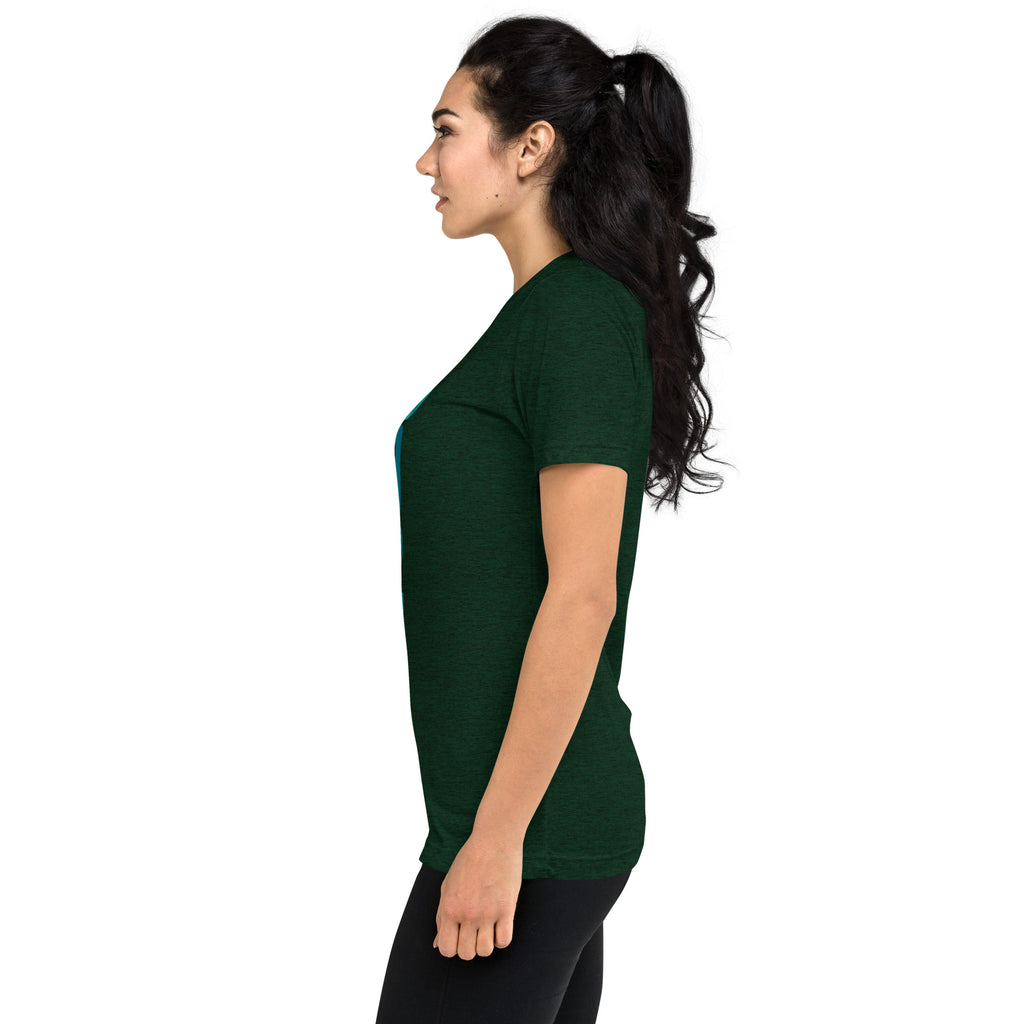PeaMac Pickleball Tees unisex green tri-blend performance T-shirt featuring pickleball graphics, casual fit, and comfortable fabric.