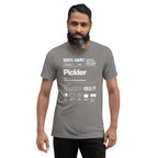 Men's grey Pickler Funny Definitions T-Shirt by PeaMac Pickleball Tees, unisex tri-blend activewear with front graphic design.